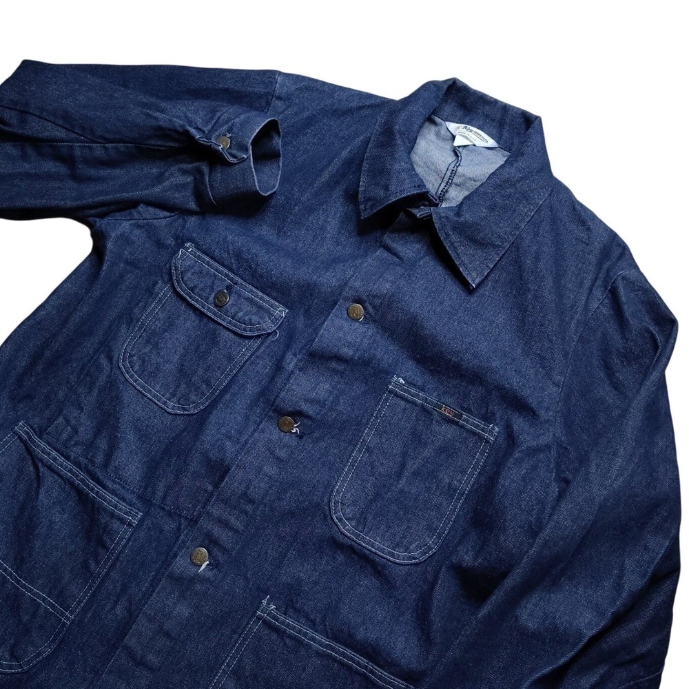 Key Imperial Chore Coat Mens 48R Indigo Blue 1970s Vintage Denim Work Jacket